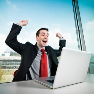 happy man and laptop